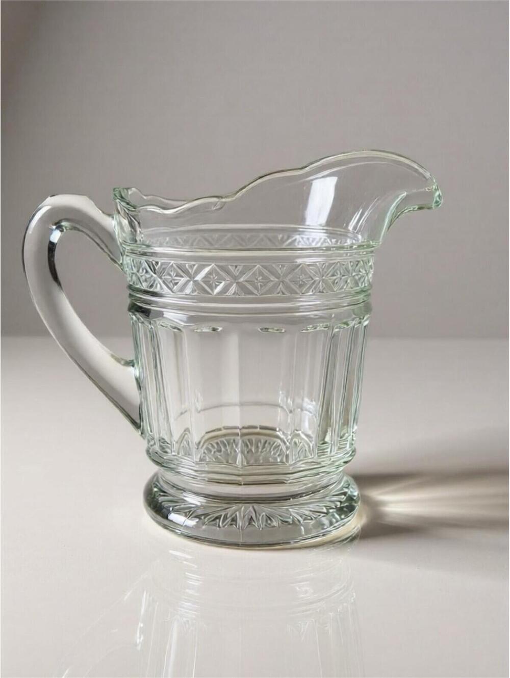 Vintage Indiana Glass Star Band clear glass creamer pitcher